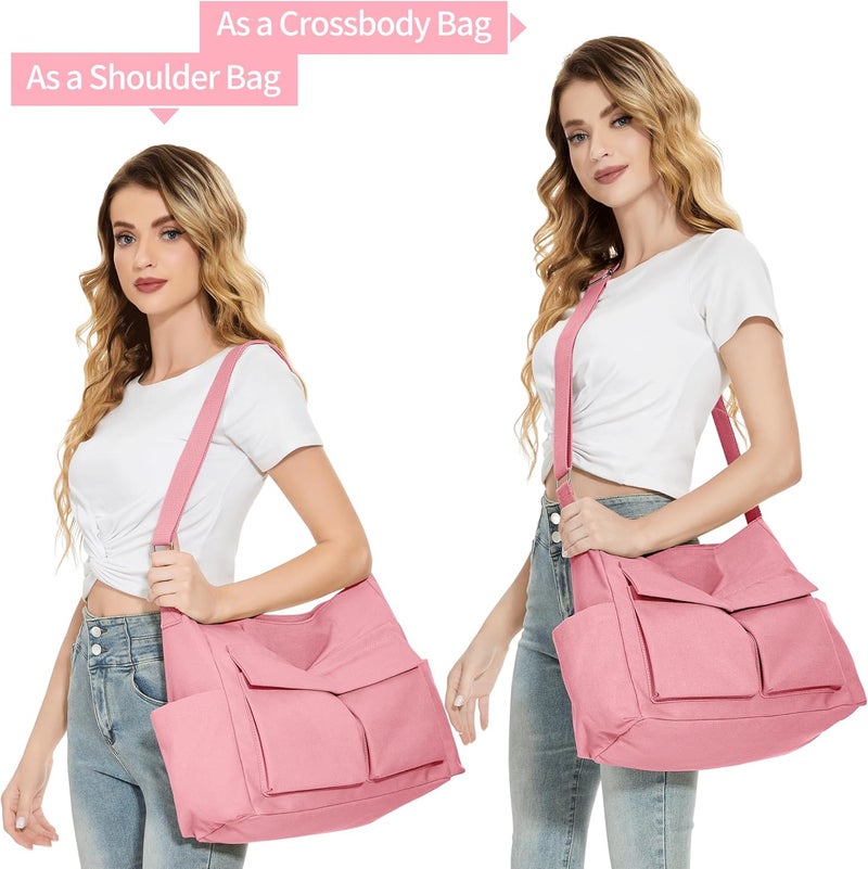 KALIDI FANCY FOREST KALIDI Canvas Tote Bag Messenger Bag, Large Crossbody Bag for Women or Men, Casual Canvas Shoulder Bag for College Work Daily - Image 3